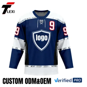1 Pro Ice Hockey Jersey - Navy Blue & White Custom Design with Number 9 | ODM/OEM Team Uniform | Verified PRO Supplier