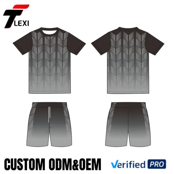 10 Charcoal Grey Football Uniform with Customization Template - Logo, Name & Number Printing (ODM/OEM)