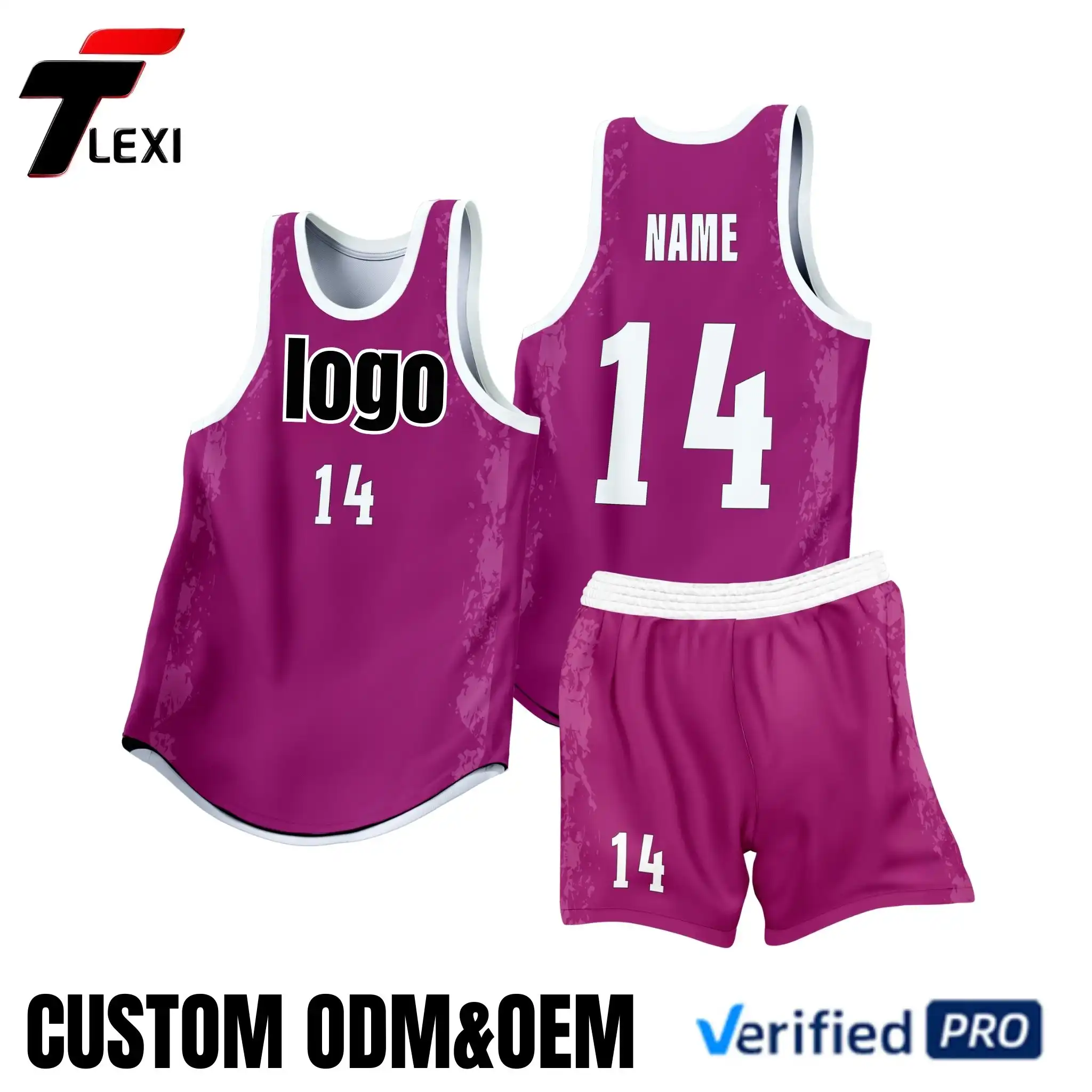 Purple Basketball Uniform Set - Custom ODM/OEM Jersey & Shorts with Number Printing | Verified PRO Supplier
