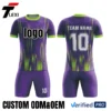 11 Purple & Green Stripe Football Kit Design - Custom ODM/OEM Team Uniform Schematic | Verified PRO Supplier