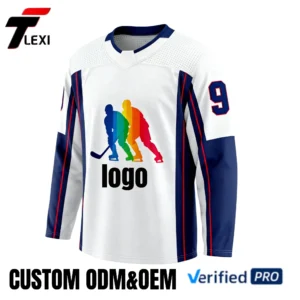11 Pro Ice Hockey Jersey - White with Rainbow Player Design & Number 9 | Custom ODM/OEM Team Uniform | Verified PRO Supplier