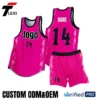 13 Pink Basketball Uniform Set - Custom ODM/OEM Sleeveless Jersey & Shorts with Number Printing | Verified PRO Supplier