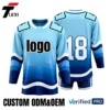 13 Pro Ice Hockey Jersey - Blue Gradient Design with Wave Stripes | Custom ODM/OEM Team Uniform with Number 18 | Verified PRO Supplier
