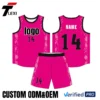14 Pink Basketball Uniform Set - Custom ODM/OEM Sleeveless Jersey & Shorts with Number Printing | Verified PRO Supplier