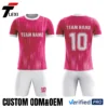 15 Pink Football Kit with Team Customization - Logo, Team Name & Number Printing (ODM/OEM)