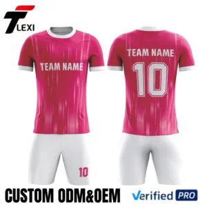 Pink Football Kit with Team Customization - Logo, Team Name & Number Printing (ODM/OEM)