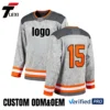 15 Pro Ice Hockey Jersey - Grey with Orange Accents & Number | Custom ODM/OEM Team Uniform | Verified PRO Supplier