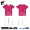 16 Pink Football Kit with Team Customization - Logo, Team Name & Number Printing (ODM/OEM)