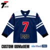 16 Pro Ice Hockey Jersey - Navy Blue with White Stripes & Red Number 7 | Custom ODM/OEM Team Uniform | Verified PRO Supplier