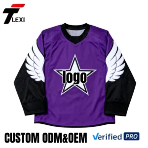 18 Pro Ice Hockey Jersey - Purple with Star & Wing Design | Custom ODM/OEM Team Uniform | Verified PRO Supplier