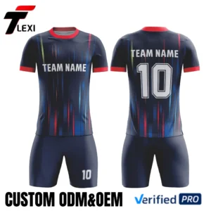 Navy Blue Team Kit with Full Customization - Logo, Team Name & Number Printing (ODM/OEM)