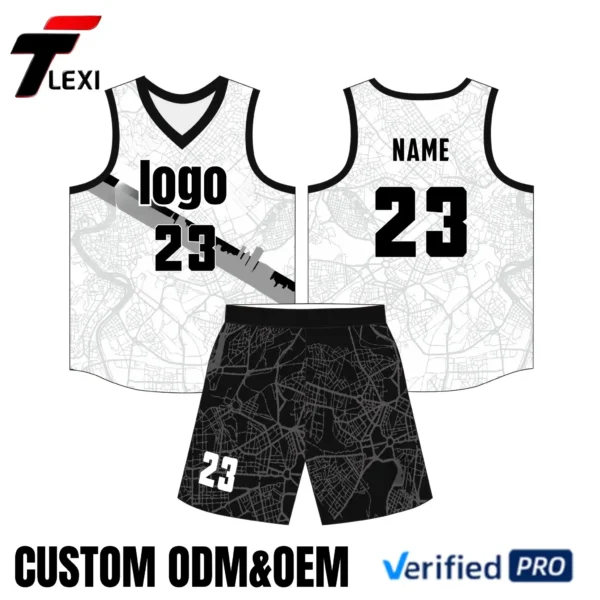 19 Black & White Basketball Jersey Set - Custom ODM/OEM Team Uniforms with Number 23 Printing | Verified PRO Supplier