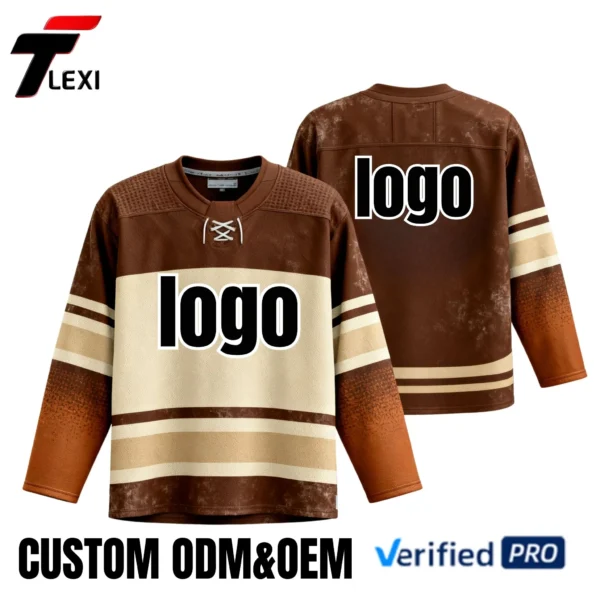 19 Pro Sports Jersey - Brown & Cream Color Block Design | Custom ODM/OEM Team Uniform | Verified PRO Supplier