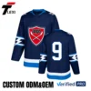 20 Pro Hockey Jersey - Navy Blue with Lightning Stripe Design | Custom ODM/OEM Team Uniform with Number 9 | Verified PRO Supplier
