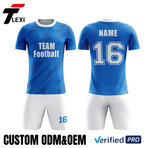 Blue Sportswear Set with Diagonal Texture - Custom ODM/OEM Team Uniform | Verified PRO Supplier