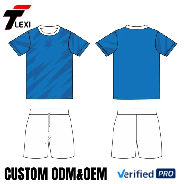 Blue Sportswear Set with Diagonal Texture - Custom ODM/OEM Team Uniform | Verified PRO Supplier