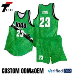 22 Green Basketball Uniform Set with Urban Map Design - Custom ODM/OEM Team Jerseys with Number 23 Printing | Verified PRO Supplier