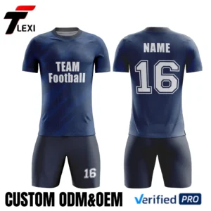 Dark Blue Sportswear Set with Diagonal Pattern - Custom ODM/OEM Team Uniform | Verified PRO Supplier