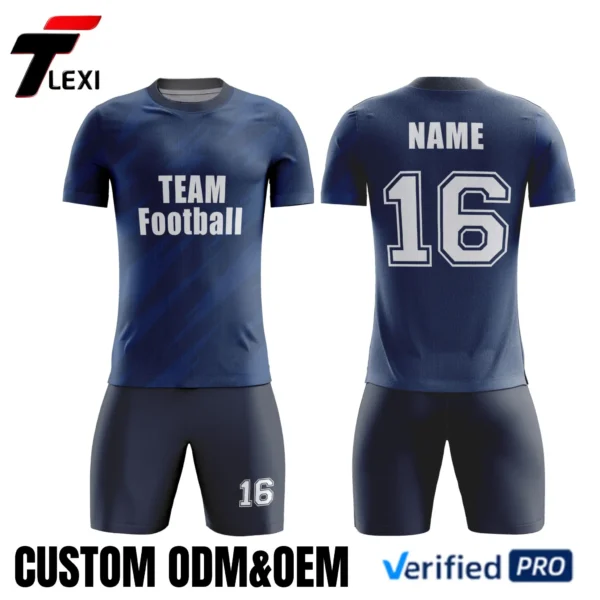 25 Dark Blue Sportswear Set with Diagonal Pattern - Custom ODM/OEM Team Uniform | Verified PRO Supplier
