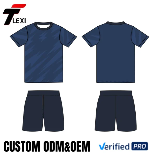 26 Dark Blue Sportswear Set with Diagonal Pattern - Custom ODM/OEM Team Uniform | Verified PRO Supplier