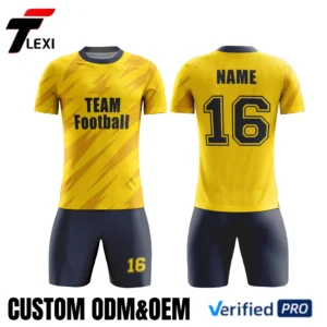 Yellow Sportswear Set with Lightning Pattern - Custom ODM/OEM Team Uniform | Verified PRO