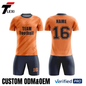 31 Orange Sportswear Set with Lightning Pattern - Custom ODM/OEM Team Uniform Design | Verified PRO
