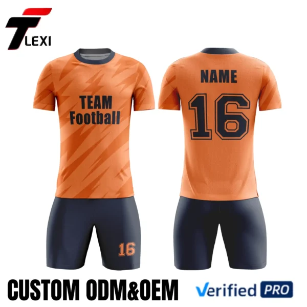 31 Orange Sportswear Set with Lightning Pattern - Custom ODM/OEM Team Uniform Design | Verified PRO