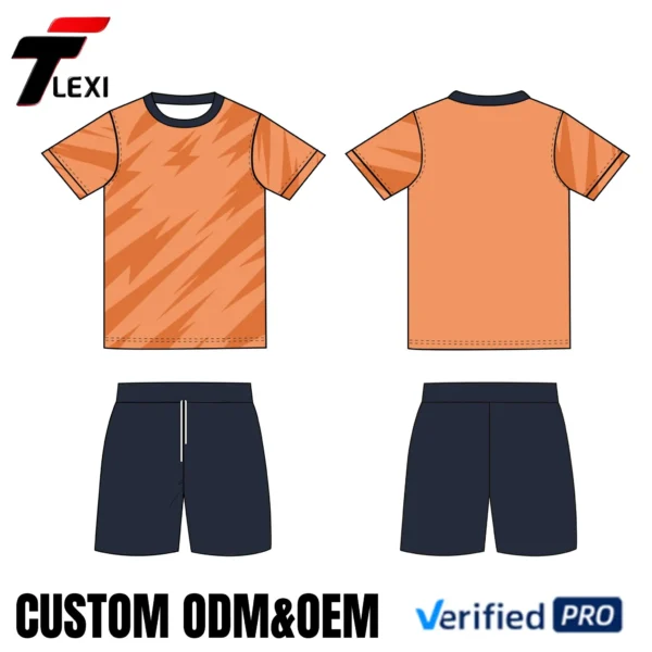 32 Orange Sportswear Set with Lightning Pattern - Custom ODM/OEM Team Uniform Design | Verified PRO