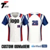 4 White Baseball Jersey with Red & Blue Stripes - Custom ODM/OEM Team Uniform with Number 26 Printing | Verified PRO Supplier