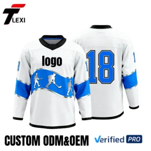 4 White Sports Jersey with Blue Accents - Custom ODM/OEM Team Uniform with Number 18 | Verified PRO Supplier