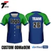 Blue & Green Baseball Jersey Set - Custom ODM/OEM Team Uniform with Number 26 Printing | Verified PRO Supplier