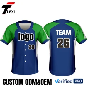 5 Blue & Green Baseball Jersey Set - Custom ODM/OEM Team Uniform with Number 26 Printing | Verified PRO Supplier