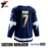 5 Pro Ice Hockey Jersey - Navy Blue with Gold Number 7 & Lightning Design | Custom ODM/OEM Team Uniform | Verified PRO Supplier