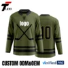 6 Olive Green Ice Hockey Jersey - Custom ODM/OEM Pro Uniform with Number 10 & Mesh Panels | Verified PRO Supplier