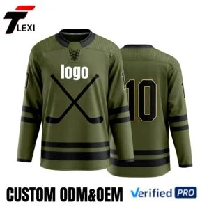 6 Olive Green Ice Hockey Jersey - Custom ODM/OEM Pro Uniform with Number 10 & Mesh Panels | Verified PRO Supplier