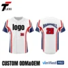 7 Classic White Baseball Jersey with Red & Blue Stripes - Custom ODM/OEM Team Uniform with Number 26 Printing | Verified PRO Supplier