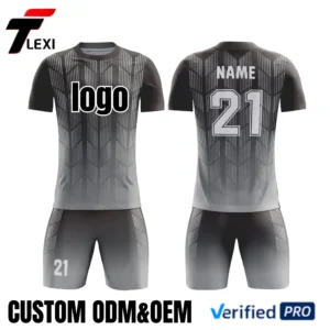 9 Charcoal Grey Football Uniform with Customization Template - Logo, Name & Number Printing (ODM/OEM)