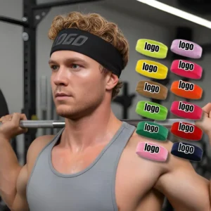 12 Custom Fitness Wrap - Adjustable Custom Logo Sweatband for Workouts