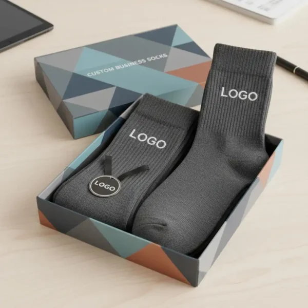 24 Personalized Company Logo Socks – Custom Business Dress Socks for Employees & Events