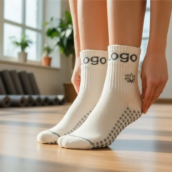 Custom Logo Yoga Grip Socks – Non-Skid for Pilates & Barre