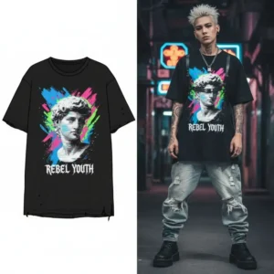 1 Eco Custom Sustainable Tee Shirt with Sunset Gradient Design