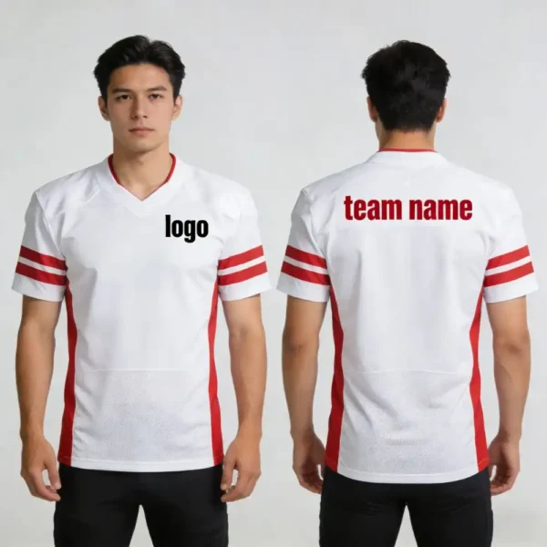 Tailored Custom Football Jersey with Tackle Twill Letters, Team Branding, Individual Player Numbers, and Breathable Fabric for All Positions