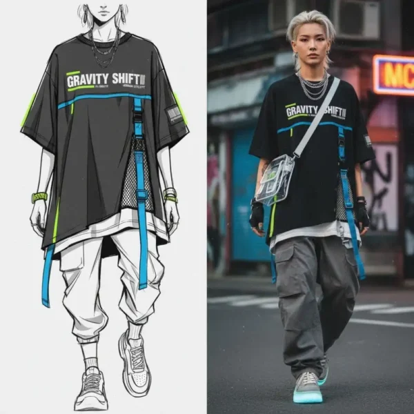 38 Custom Graffiti Style Oversized Tee for Hip Streetwear