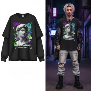 Custom Abstract Geometric Print Tee Shirt for Modern Art