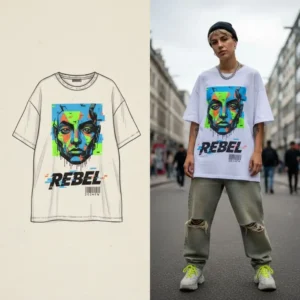 Custom Streetwear Oversized Tee with Chain Print Details